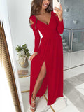 Namcoverse Women V Neck Long Sleeve Vintage Party Maxi Dress