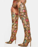 namcoverse Tribal Print Retro Pointed Toe Boots