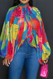 namcoverse Tie Dye Unusual High Split Blouse