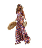 Namcoverse Fashion Retro Elegant V Neck Beach Sexy Casual Maxi Dress