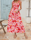 Namcoverse Women's Summer Flower Print Retro Boho Casual Party Maxi Dress