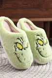 namcoverse Green Cartoon Graphic Plush House Slippers