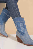 namcoverse Rhinestone Mid-Calf Pointed Toe Western Cowboy Boots