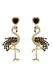 namcoverse Rhinestone Heart Flamingo Earrings