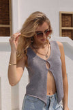 namcoverse V Neck Solid Color Sleeveless Knit Cardigan