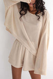 namcoverse Khaki Long Sleeve Shorts Two-Piece Set