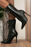 namcoverse Pointed Toe Lace Up Mid-Calf Boots