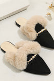 namcoverse Pearl Plush Pointed-Toe Loafer Mules