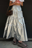 namcoverse Metallic Ruched Tiered Skirt