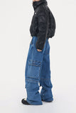 namcoverse Solid Color Stylish Multi Pocket Jeans