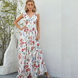 Namcoverse Fashion Literary Retro Bowknot Suspender Sleeveless V-Neck Maxi Dress