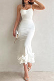 Namcoverse Summer Sleeveless Temperament Fishtail Sexy Solid Color Elegant Backless Party Maxi Dress