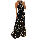 Namcoverse Women Boho Sleeveless Backless Floral Print Loose Party Dress