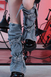 namcoverse Solid Color Cool Belted Design Denim Socks