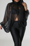 namcoverse Solid Color Tie Back Chic Irregular Blouse