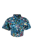 namcoverse Cartoon Print Urban Crop Shirt