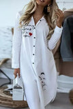 Namcoverse Fashion Casual Cotton Linen Lapel Loose Shirt Midi Dress