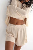 namcoverse Khaki Long Sleeve Shorts Two-Piece Set