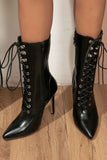 namcoverse Pointed Toe Lace Up Mid-Calf Boots