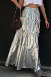 namcoverse Metallic Ruched Tiered Skirt