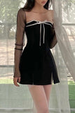 namcoverse Mesh Lace-Up Slit Dress Two-Piece Set