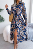 Namcoverse Vantage Flower Print Solid Full Shirt Sleeve A-line Dress