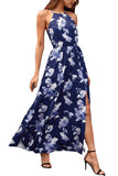 Namcoverse Fashion Halter Neck Slit Casual Holiday Elegant Sexy Print Maxi Dress