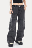 namcoverse Solid Color Stylish Multi Pocket Jeans