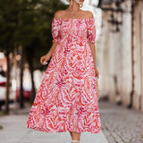 Namcoverse Sexy Elegant Floral Print Boho Loose Maxi Dress