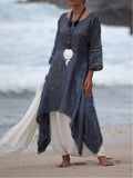 Namcoverse Fashion Irregular Leisure Loose Linen Round Neck Comfy Dress