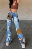 namcoverse Color Block Applique Patchwork Retro Jeans