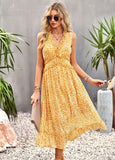 Namcoverse Summer Sleeveless Ruffle Fashion A Line Deep V Neck Elegant Party Maxi Dress