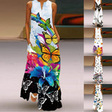 Namcoverse Fashion Geometric Ethnic Retro Pattern Zipper Lapel Long Sleeves Casual Maxi Dress