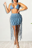 namcoverse Solid Color Cool Tassels Dress Suit