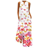 Namcoverse Fashion Floral Print Sleeveless V-Neck Maxi Dress