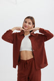 namcoverse Long Sleeve Solid Color Shirt Long Pants Set