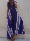 Namcoverse Summer Casual Party Loungewear Print Vintage Deep V Neck Maxi Dress