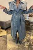 namcoverse Denim On-trend Denim Overcoat With Belt