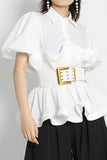 namcoverse Solid Color Sweet Peplum Princess Blouse