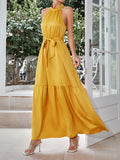 Namcoverse Elegant Casual High Waist Sleeveless Maxi Halter Dress