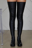 namcoverse Solid Color On-trend Thigh-Length Boots