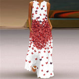 Namcoverse Fashion Star Print Elegant Sleeveless Print V Neck Party Maxi Dress