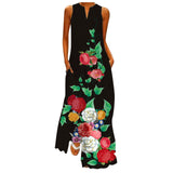 Namcoverse Fashion Star Print Elegant Sleeveless Print V Neck Party Maxi Dress