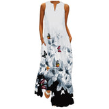 Namcoverse Fashion Floral Print Sleeveless V-Neck Maxi Dress