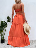 Namcoverse Sexy Summer Casual Backless Ruffles Big Swing Holiday Beach Fashion Maxi Dress