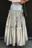 namcoverse Metallic Ruched Tiered Skirt