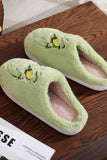 namcoverse Green Cartoon Graphic Plush House Slippers