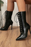 namcoverse Pointed Toe Lace Up Mid-Calf Boots