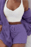 namcoverse Plush Open-Front Hoodie Vest Three Piece Shorts Set