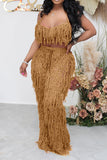 namcoverse Solid Color Retro Tassel Pant Suit